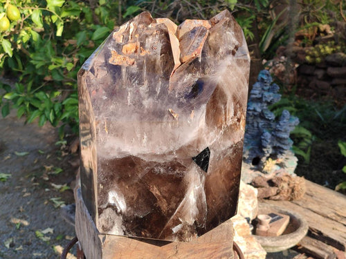 Polished XXL Smokey Window Enhydro Quartz Castle Crystal x 1 From Madagascar - Toprock Gemstones and Minerals 