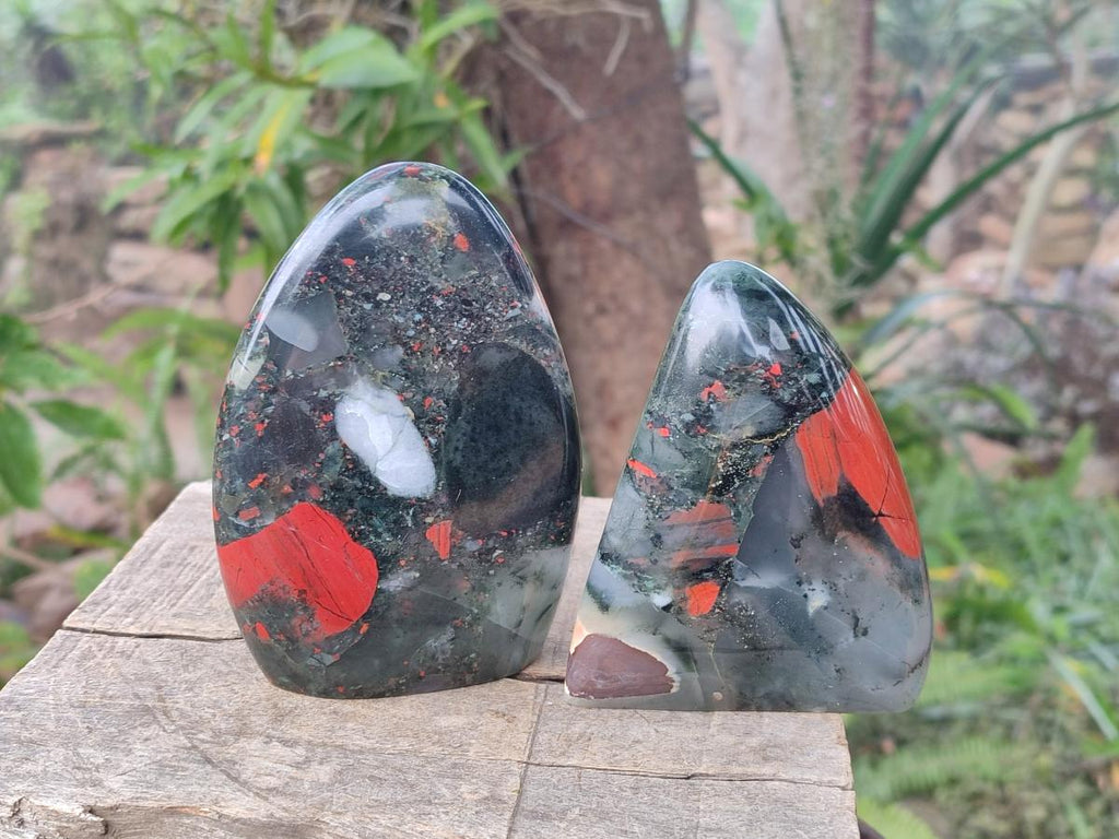 Polished Bloodstone Standing Display Pieces x 2 From Swaziland - Toprock Gemstones and Minerals 