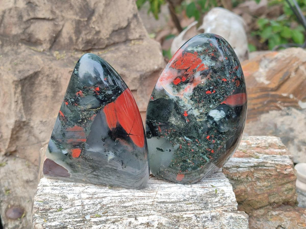 Polished Bloodstone Standing Display Pieces x 2 From Swaziland - Toprock Gemstones and Minerals 