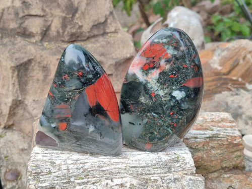 Polished Bloodstone Standing Display Pieces x 2 From Swaziland - Toprock Gemstones and Minerals 