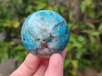 Polished Blue Apatite Spheres x 4 From Betroka, Madagascar - Toprock Gemstones and Minerals 