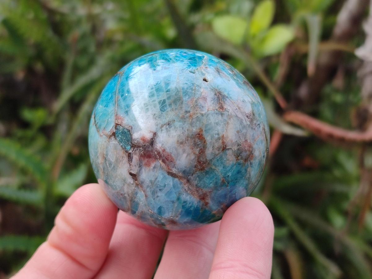 Polished Blue Apatite Spheres x 4 From Betroka, Madagascar - Toprock Gemstones and Minerals 