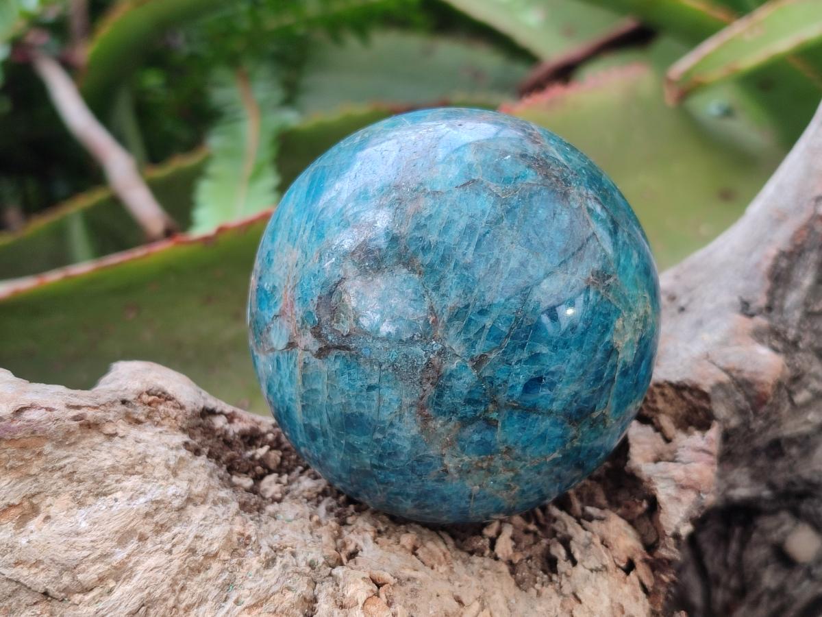 Polished Blue Apatite Spheres x 4 From Betroka, Madagascar - Toprock Gemstones and Minerals 