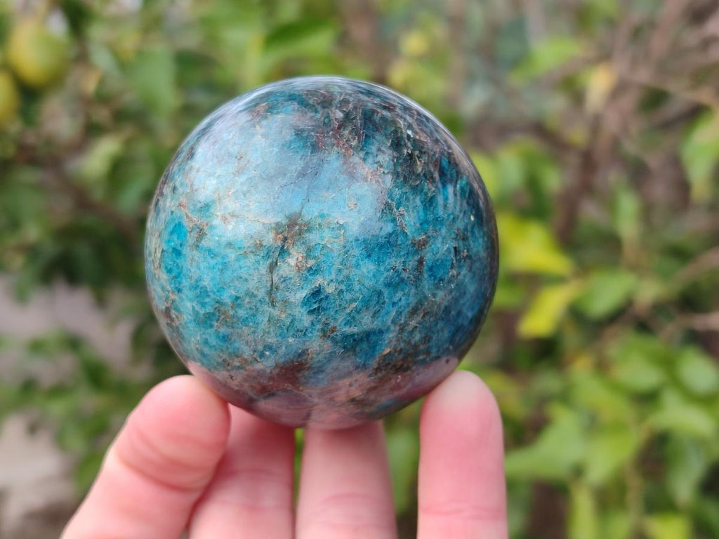 Polished Blue Apatite Spheres x 4 From Betroka, Madagascar - Toprock Gemstones and Minerals 