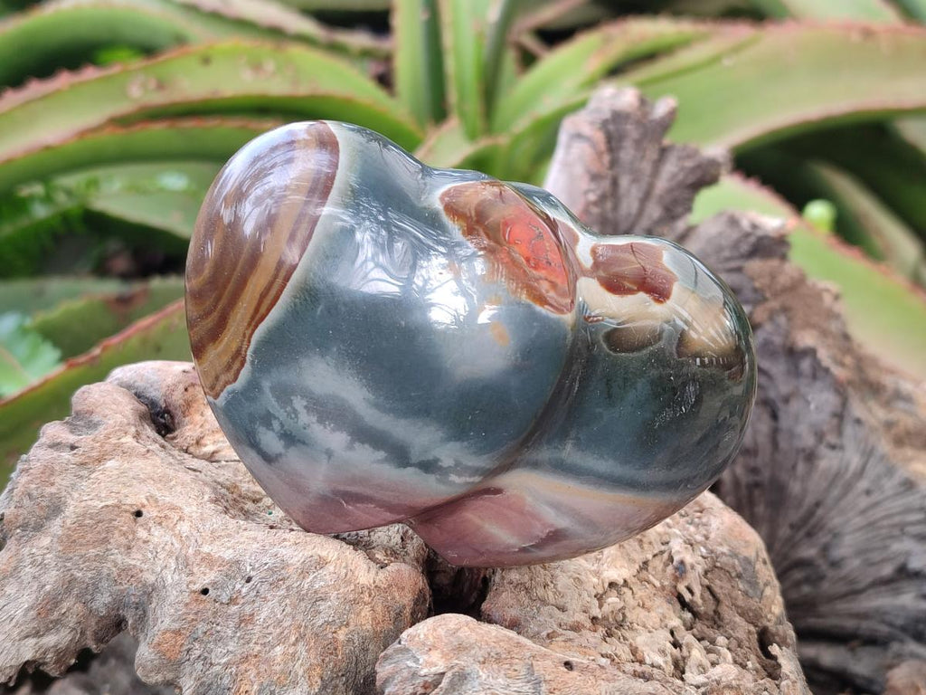 Polished Polychrome Jasper Twin Hearts and Single Hearts x 6 From NW Coast, Madagascar - Toprock Gemstones and Minerals 