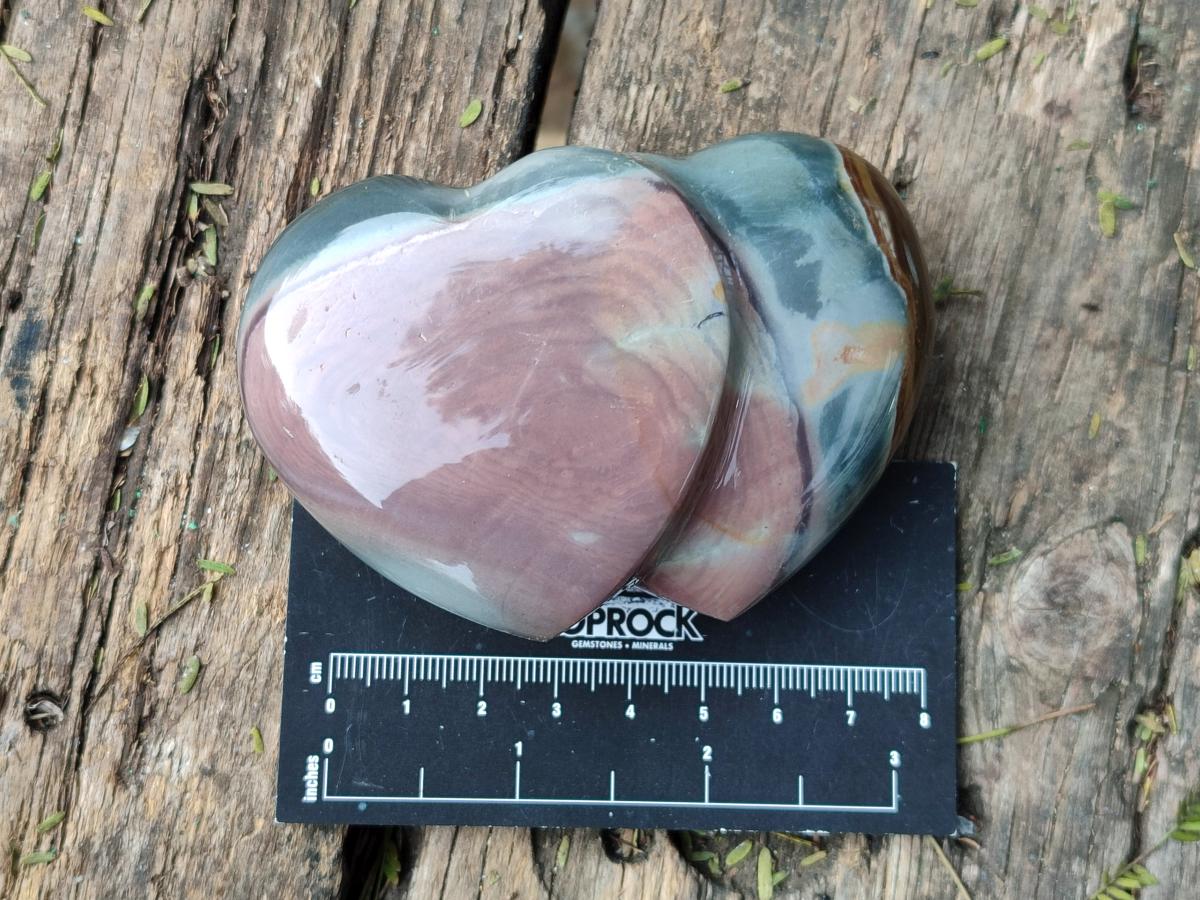 Polished Polychrome Jasper Twin Hearts and Single Hearts x 6 From NW Coast, Madagascar - Toprock Gemstones and Minerals 