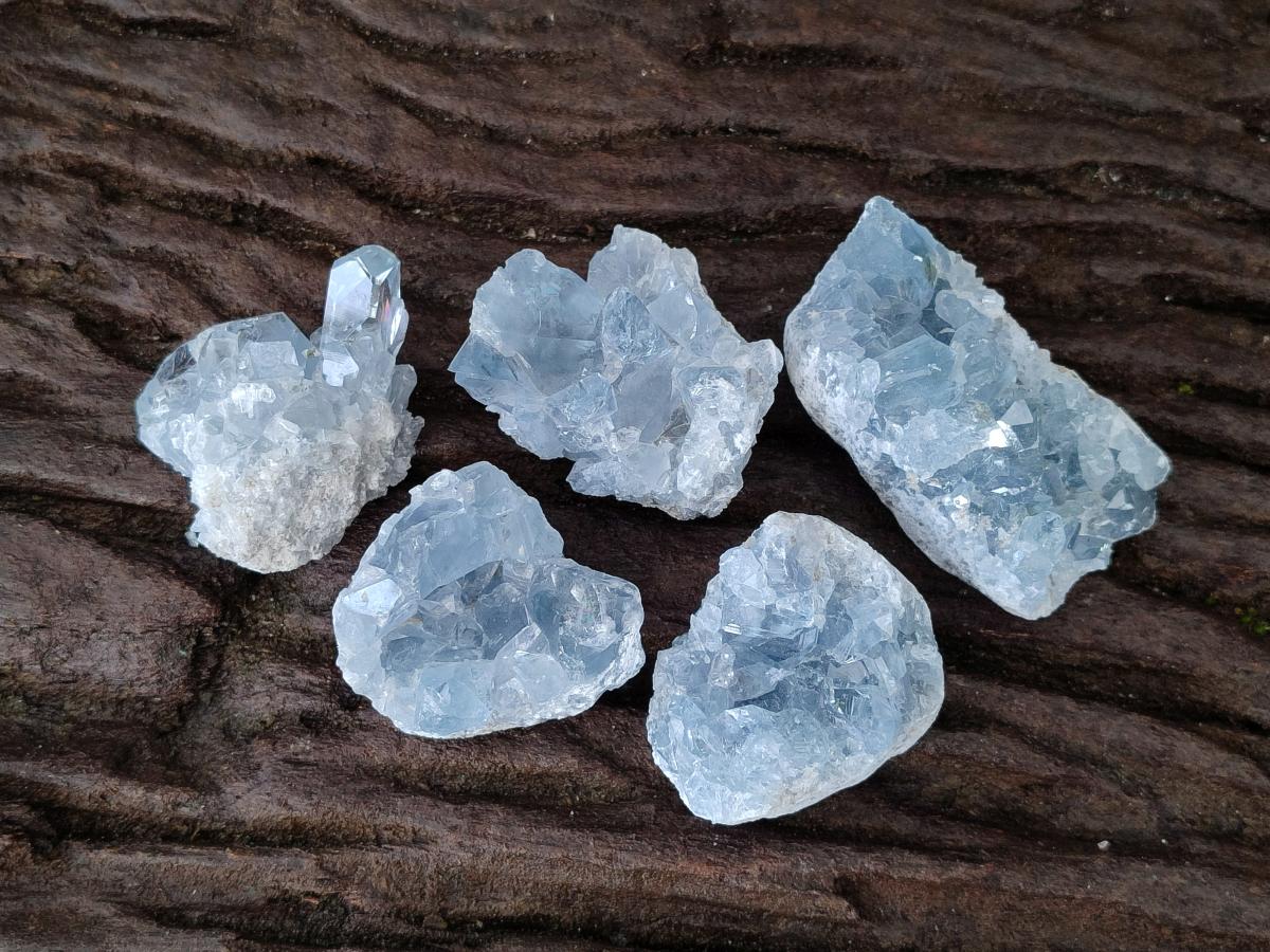 Natural Blue Celestite Specimens x 12 From Sakoany, Madagascar - Toprock Gemstones and Minerals 
