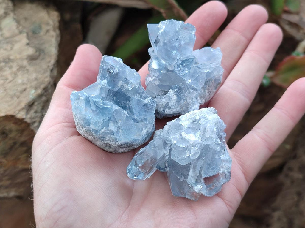 Natural Blue Celestite Specimens x 12 From Sakoany, Madagascar - Toprock Gemstones and Minerals 