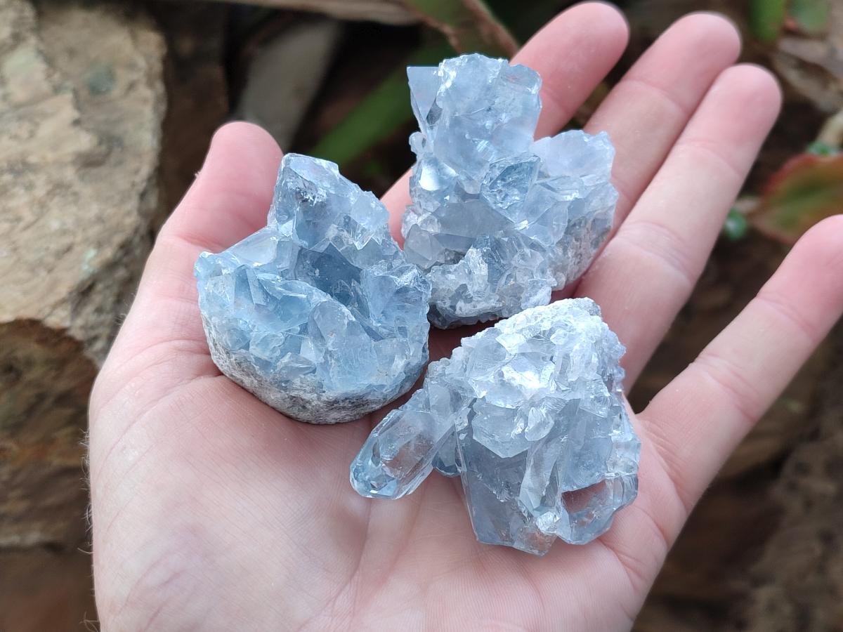 Natural Blue Celestite Specimens x 12 From Sakoany, Madagascar - Toprock Gemstones and Minerals 