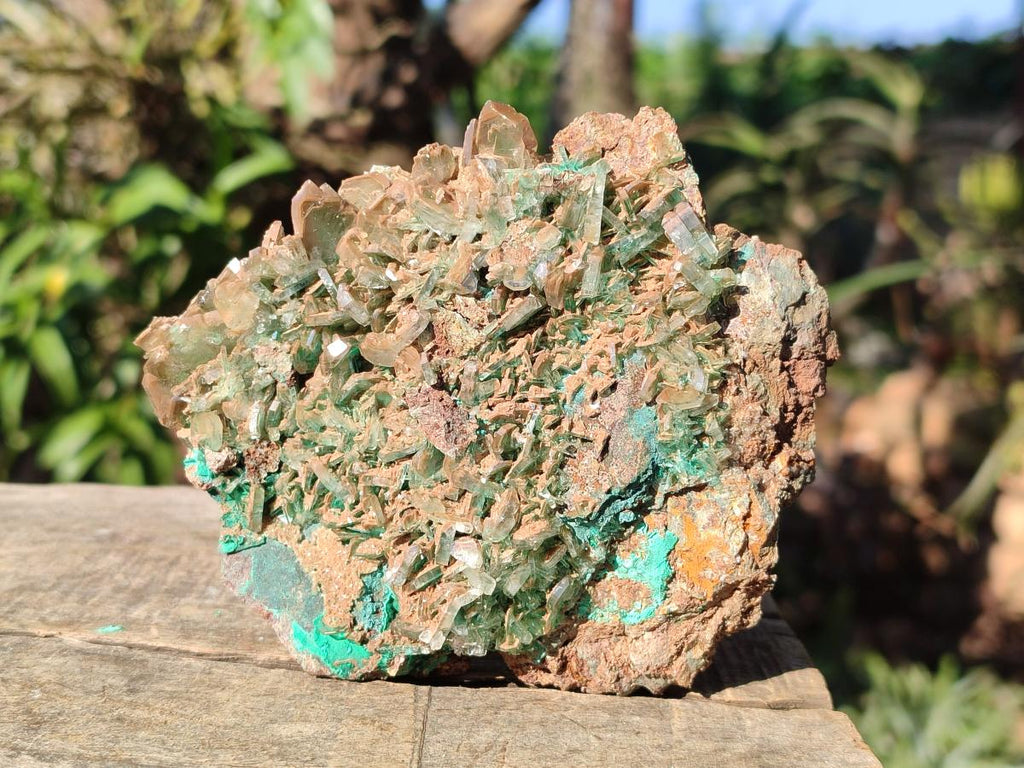 Natural Large Rare Bladed Barite with Malachite Specimens x 2 From Shangulowé Mine, Congo - Toprock Gemstones and Minerals 