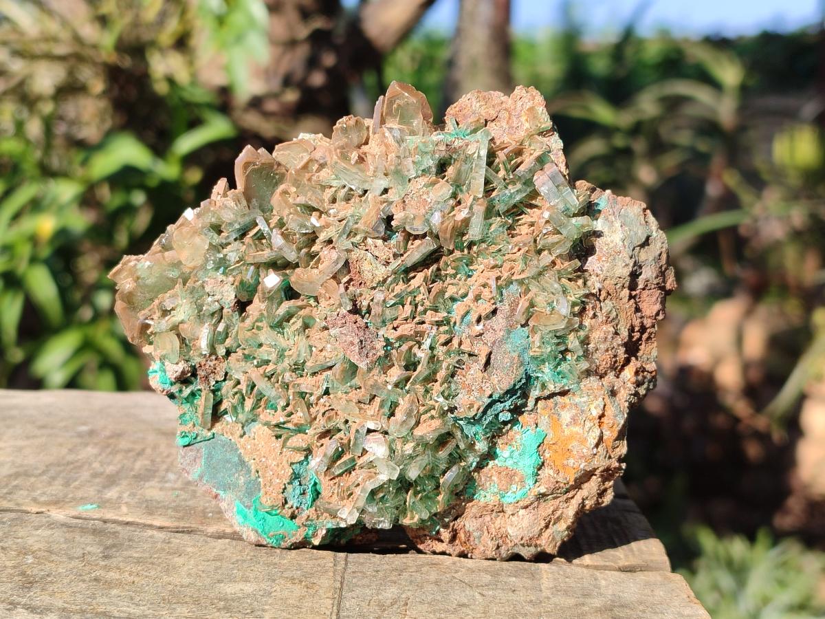 Natural Large Rare Bladed Barite with Malachite Specimens x 2 From Shangulowé Mine, Congo - Toprock Gemstones and Minerals 