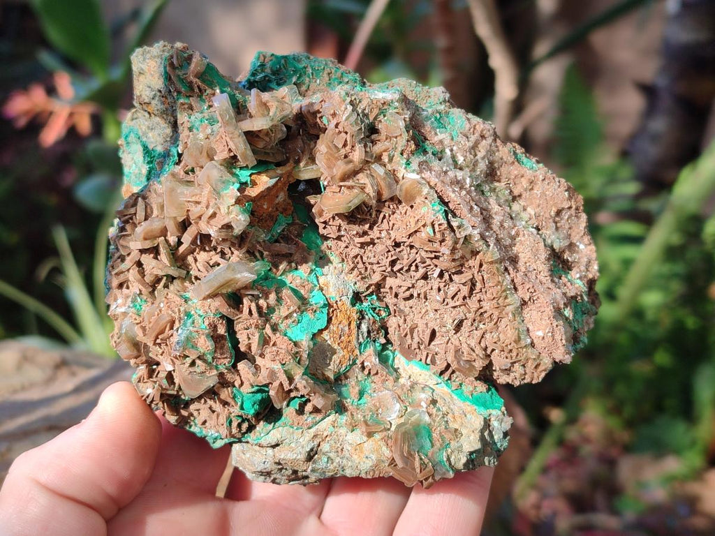 Natural Large Rare Bladed Barite with Malachite Specimens x 2 From Shangulowé Mine, Congo - Toprock Gemstones and Minerals 
