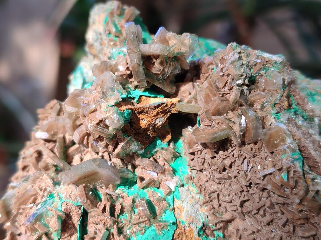 Natural Large Rare Bladed Barite with Malachite Specimens x 2 From Shangulowé Mine, Congo - Toprock Gemstones and Minerals 