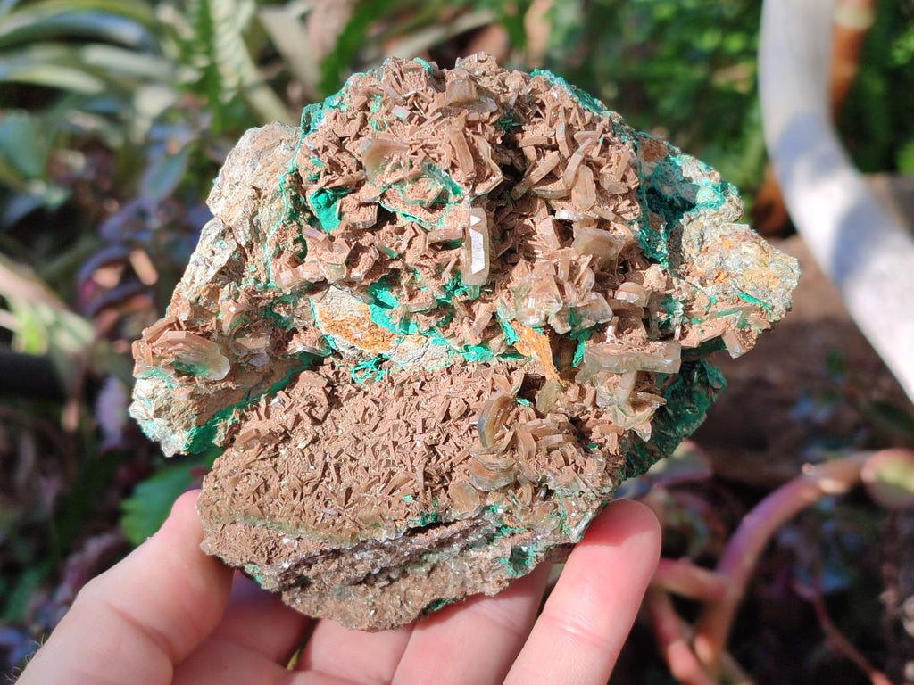 Natural Large Rare Bladed Barite with Malachite Specimens x 2 From Shangulowé Mine, Congo - Toprock Gemstones and Minerals 