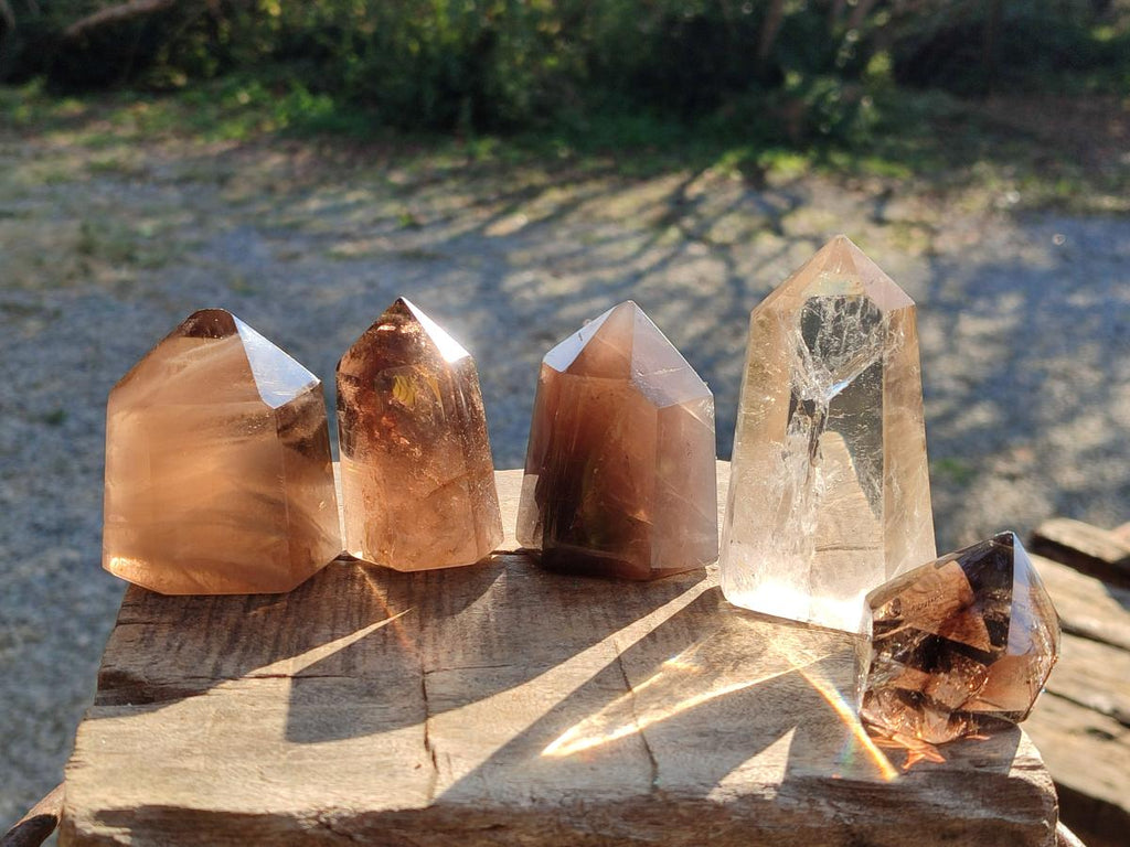 Polished Smokey Quartz Crystals x 5 From Madagascar - Toprock Gemstones and Minerals 