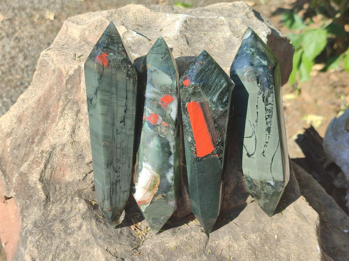 Polished Bloodstone Double Terminated Crystals x 5 From Swaziland - Toprock Gemstones and Minerals 