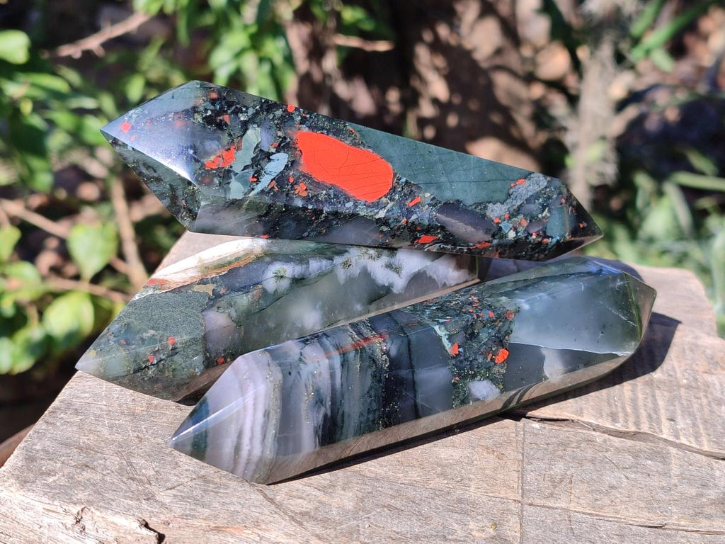 Polished Bloodstone Double Terminated Crystals x 5 From Swaziland - Toprock Gemstones and Minerals 
