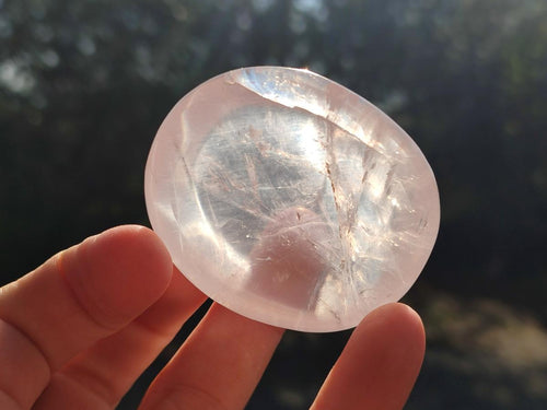 Polished Rose Quartz Worry Stones x 12 From Madagascar - Toprock Gemstones and Minerals 