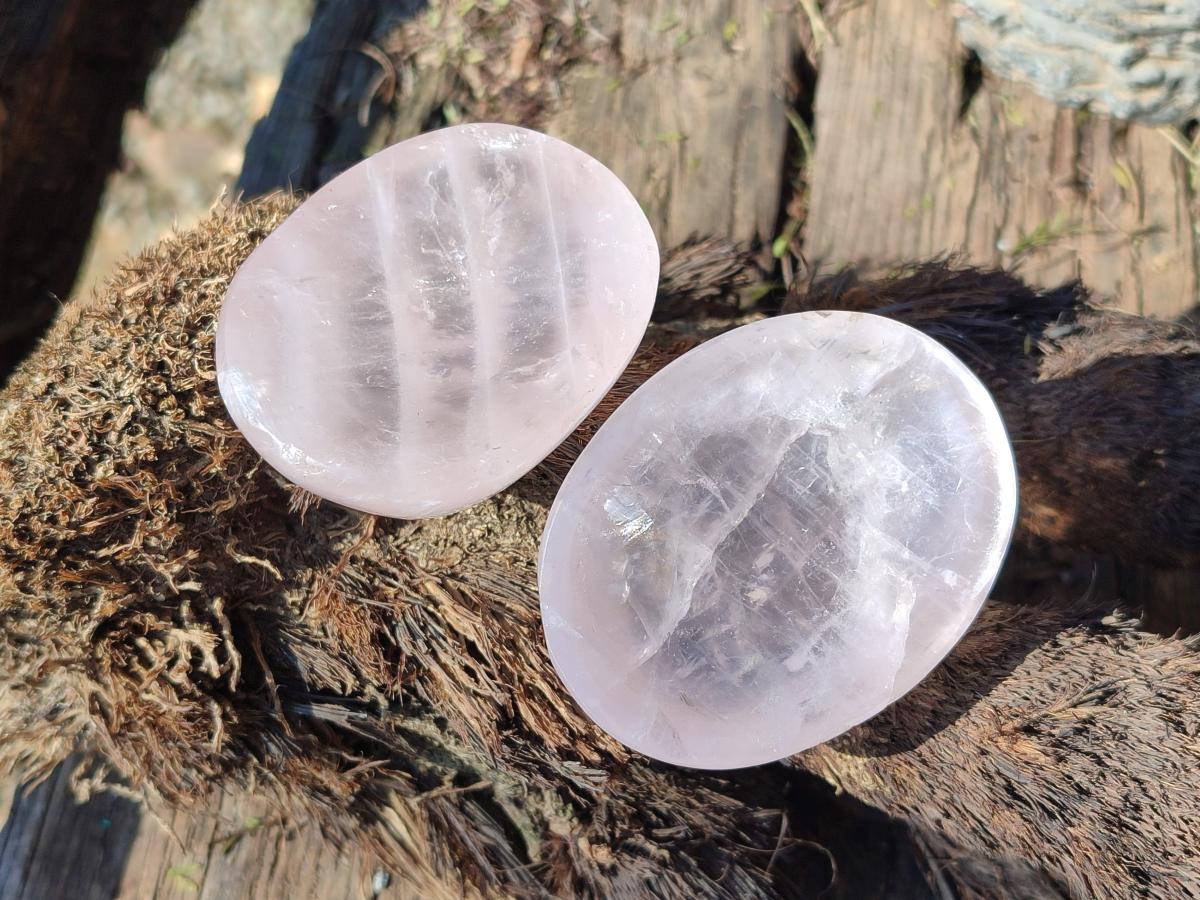 Polished Rose Quartz Worry Stones x 12 From Madagascar - Toprock Gemstones and Minerals 