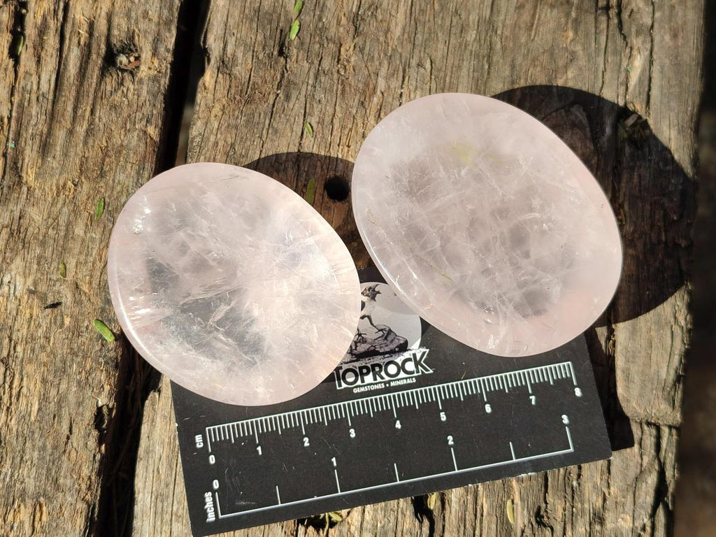 Polished Rose Quartz Worry Stones x 12 From Madagascar - Toprock Gemstones and Minerals 