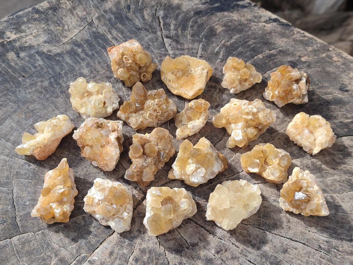 Natural Golden Limonite Quartz Crystal Clusters x 70 From Solwezi, Zambia - Toprock Gemstones and Minerals 