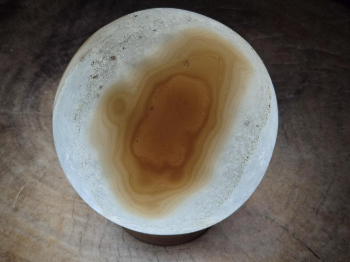 Polished XL Banded Agate Sphere with Quartz x 1 From Madagascar - Toprock Gemstones and Minerals 