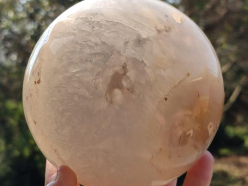 Polished XL Banded Agate Sphere with Quartz x 1 From Madagascar - Toprock Gemstones and Minerals 