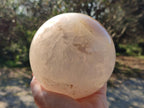 Polished XL Banded Agate Sphere with Quartz x 1 From Madagascar - Toprock Gemstones and Minerals 