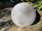 Polished XL Banded Agate Sphere with Quartz x 1 From Madagascar - Toprock Gemstones and Minerals 