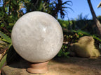 Polished XL Banded Agate Sphere with Quartz x 1 From Madagascar - Toprock Gemstones and Minerals 