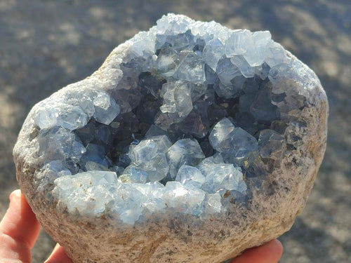 Natural Large Blue Celestite Geode Specimen x 1 From Sakoany, Madagascar - Toprock Gemstones and Minerals 