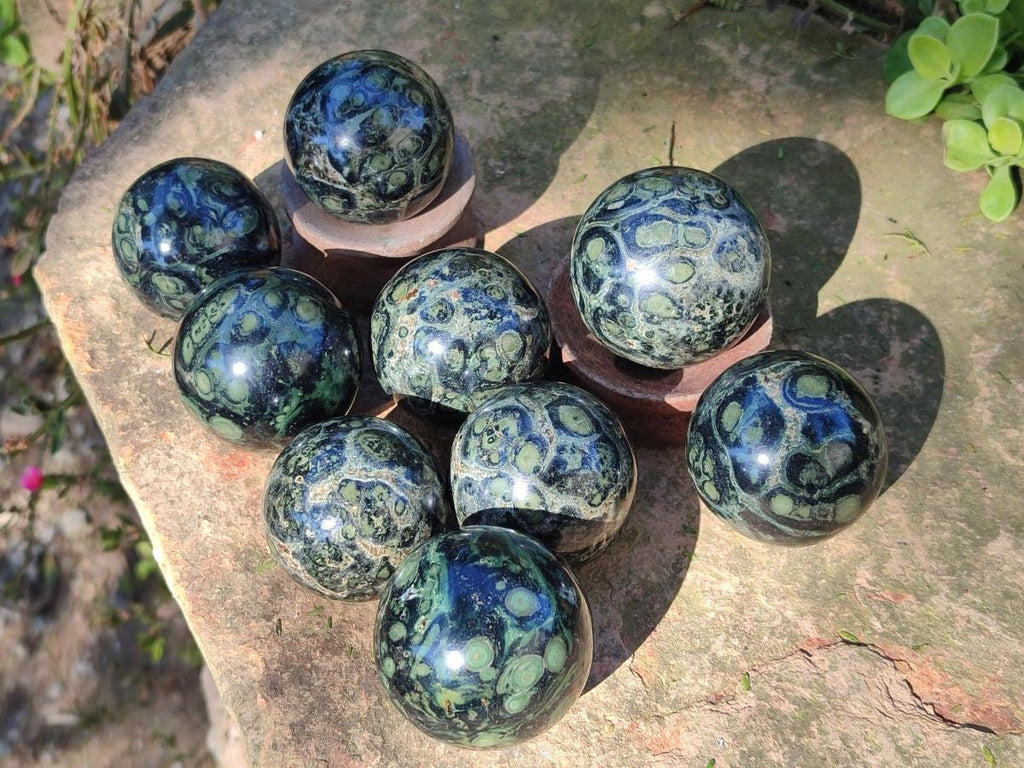 Polished Small Stromatolite "Kambaba Jasper" Spheres x 12 From Katsepy, Madagascar - Toprock Gemstones and Minerals 