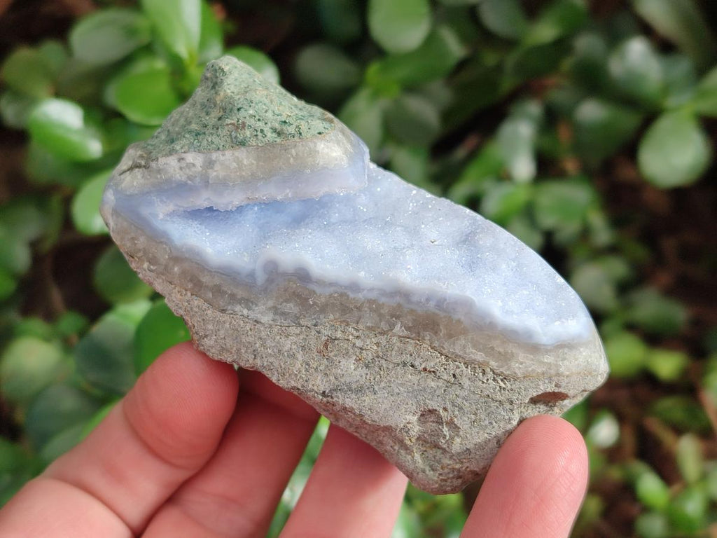 Polished on One Side Blue Lace Agate Geodes x 6 From Nsanje, Malawi - Toprock Gemstones and Minerals 