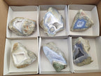 Polished on One Side Blue Lace Agate Geodes x 6 From Nsanje, Malawi - Toprock Gemstones and Minerals 