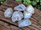 Polished on One Side Blue Lace Agate Geodes x 6 From Nsanje, Malawi - Toprock Gemstones and Minerals 