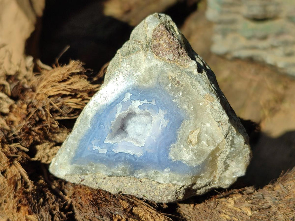 Polished on One Side Blue Lace Agate Geodes x 6 From Nsanje, Malawi - Toprock Gemstones and Minerals 