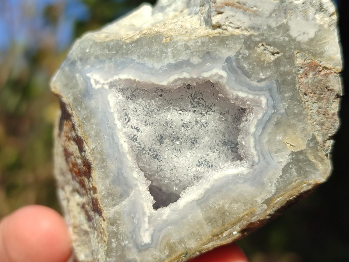 Polished on One Side Blue Lace Agate Geodes x 6 From Nsanje, Malawi - Toprock Gemstones and Minerals 