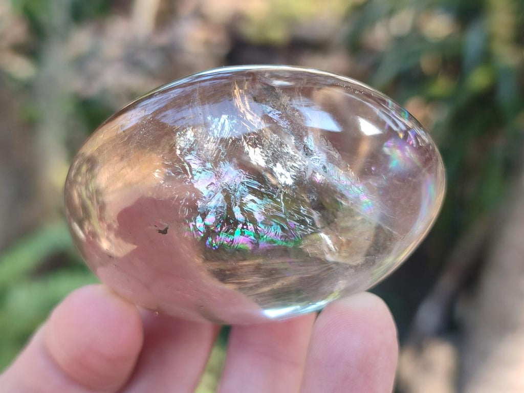 Polished Large Smokey Window Quartz Galets x 12 From Madagascar - Toprock Gemstones and Minerals 