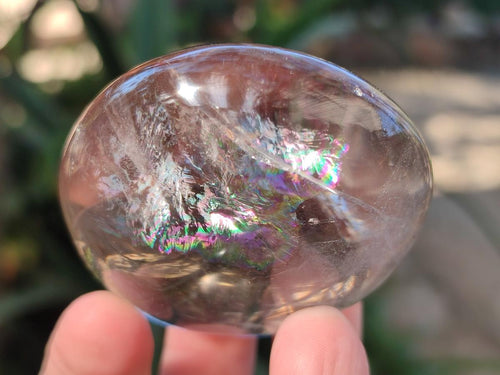 Polished Large Smokey Window Quartz Galets x 12 From Madagascar - Toprock Gemstones and Minerals 