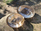 Polished Large Smokey Window Quartz Galets x 12 From Madagascar - Toprock Gemstones and Minerals 