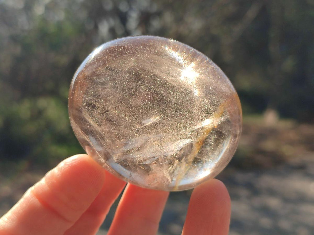 Polished Large Smokey Window Quartz Galets x 12 From Madagascar - Toprock Gemstones and Minerals 