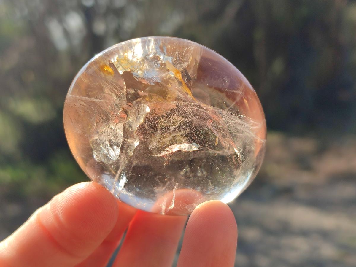 Polished Large Smokey Window Quartz Galets x 12 From Madagascar - Toprock Gemstones and Minerals 