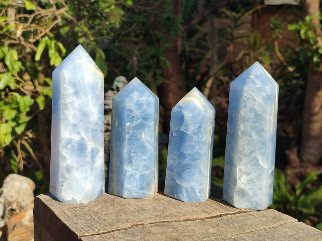 Polished Blue Calcite Display Crystals x 6 From Madagascar - Toprock Gemstones and Minerals 