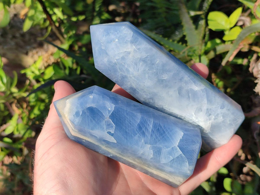 Polished Blue Calcite Display Crystals x 6 From Madagascar - Toprock Gemstones and Minerals 