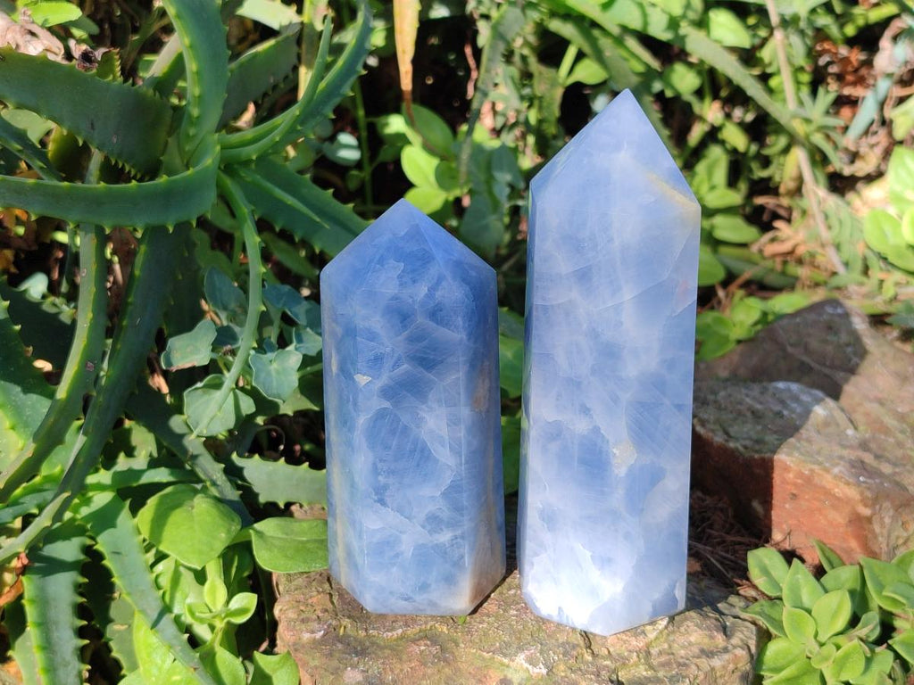 Polished Blue Calcite Display Crystals x 6 From Madagascar - Toprock Gemstones and Minerals 