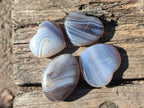 Polished Banded Agate Hearts x 24 From Madagascar - Toprock Gemstones and Minerals 