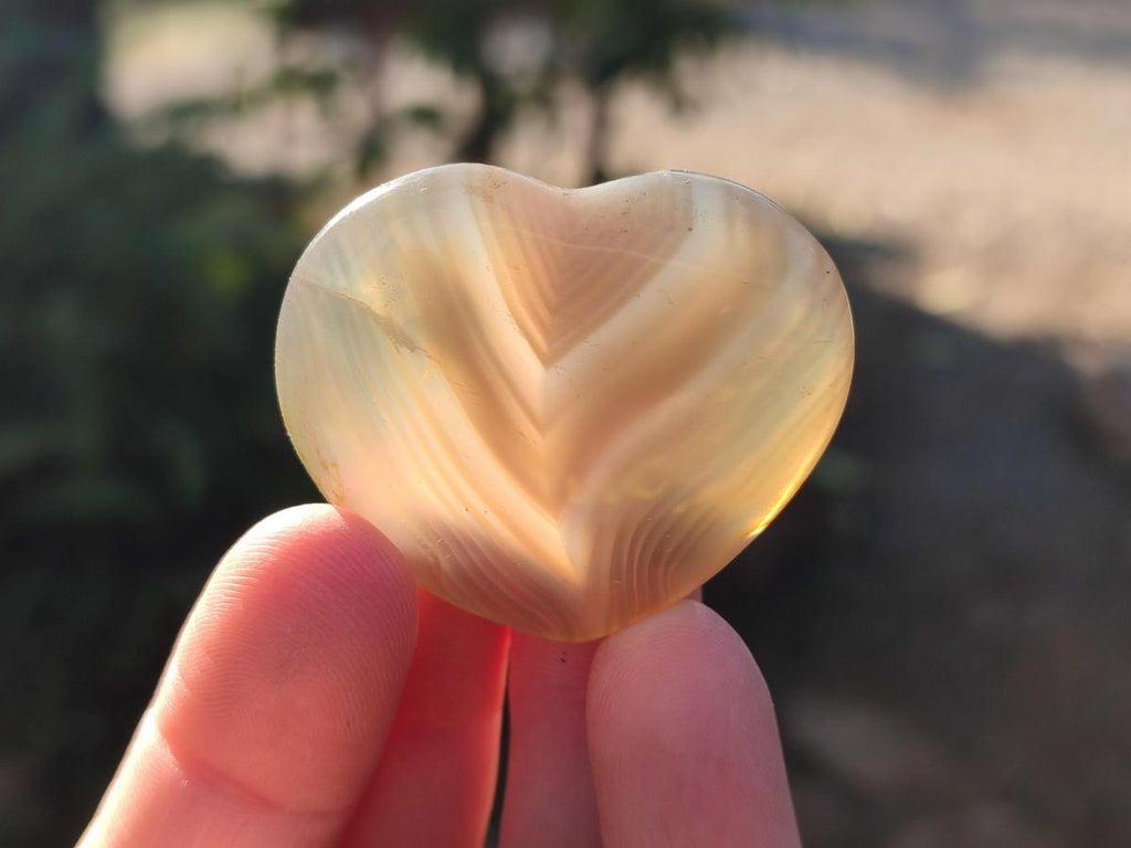 Polished Banded Agate Hearts x 24 From Madagascar - Toprock Gemstones and Minerals 