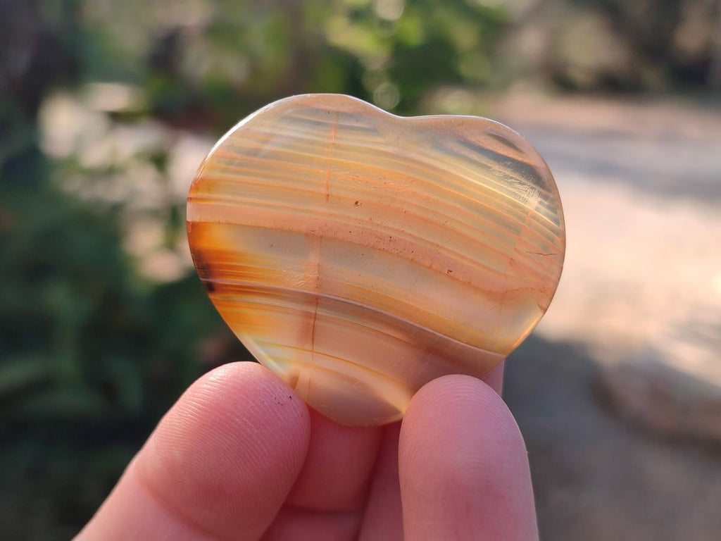 Polished Banded Agate Hearts x 24 From Madagascar - Toprock Gemstones and Minerals 