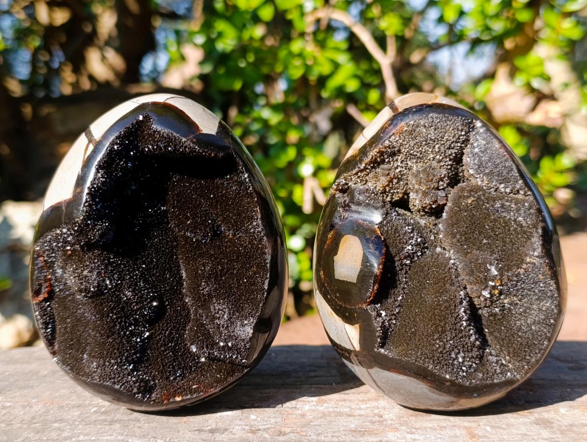 Polished Septerye Sauvage "Dragons Egg" Geodes x 2 From Mahajanga, Madagascar - Toprock Gemstones and Minerals 