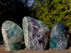 Polished Watermelon Fluorite Standing Display Pieces x 3 From Uis, Namibia - Toprock Gemstones and Minerals 